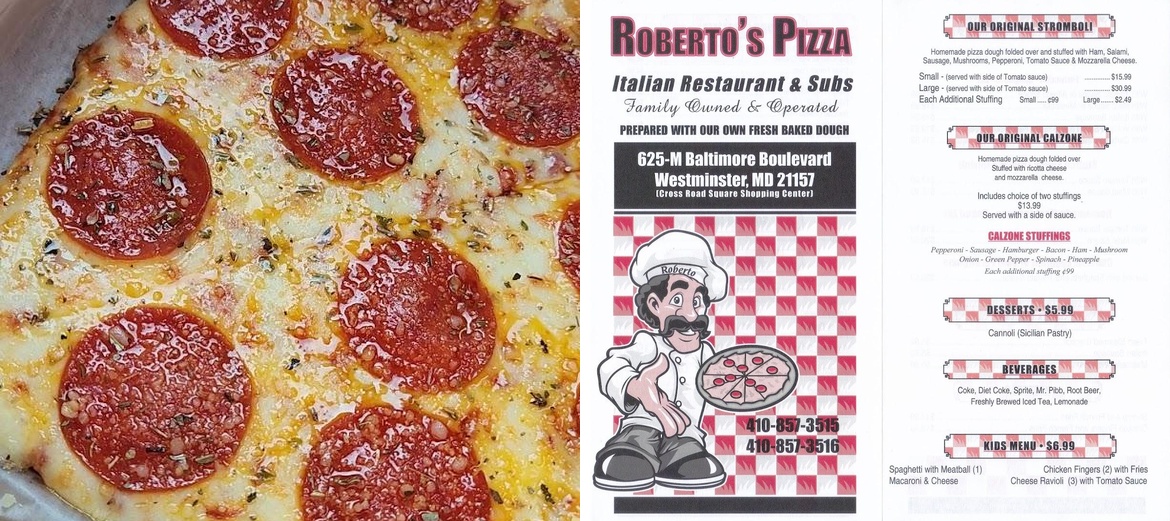 Roberto's Pizza Menu